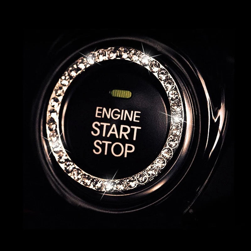 Crystal Car Engine Ignition Onekey Start Stop Push Button Switch Protective Cover Bling Girl Car Interior Decor Auto Accessories