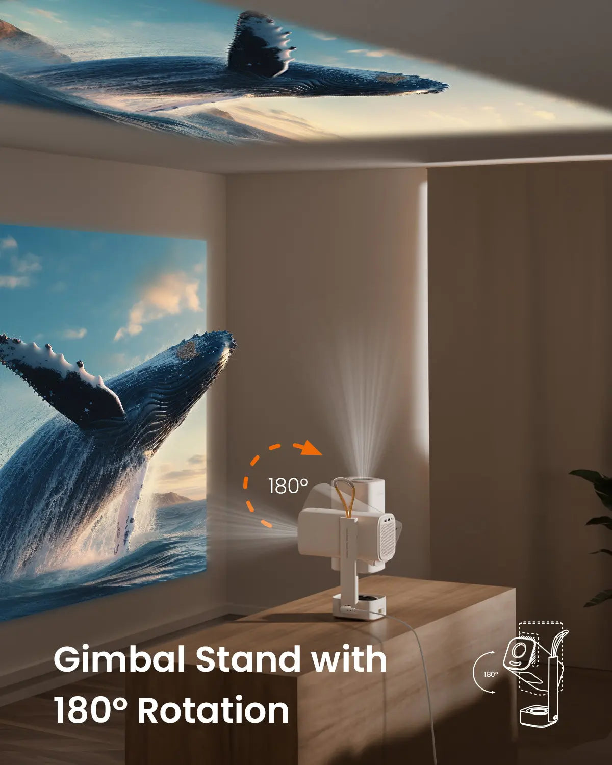 Yaber T1 Pro Mini Projector with Wifi 6 and Bluetooth 5.2, Native 1080P Outdoor Movie Projector, Auto 6D Keystone & 50% Zoom, Home Theater Projector, Video Projector for Phone/Tv Stick/Pcv Audio Remote