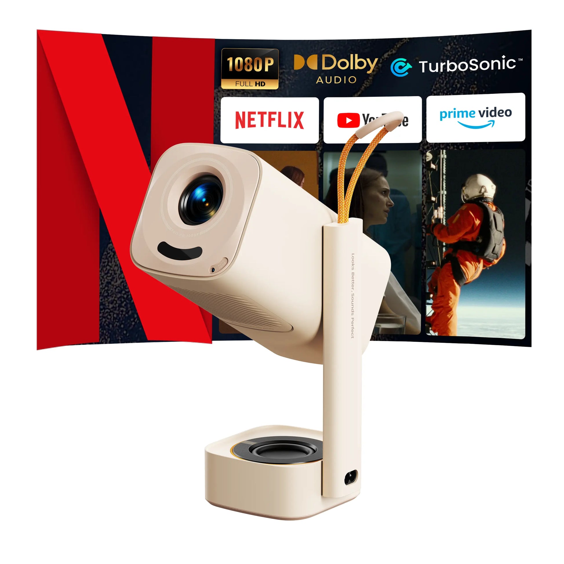 Yaber T1 Pro Mini Projector with Wifi 6 and Bluetooth 5.2, Native 1080P Outdoor Movie Projector, Auto 6D Keystone & 50% Zoom, Home Theater Projector, Video Projector for Phone/Tv Stick/Pcv Audio Remote