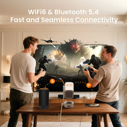 Yaber T1 Pro Mini Projector with Wifi 6 and Bluetooth 5.2, Native 1080P Outdoor Movie Projector, Auto 6D Keystone & 50% Zoom, Home Theater Projector, Video Projector for Phone/Tv Stick/Pcv Audio Remote